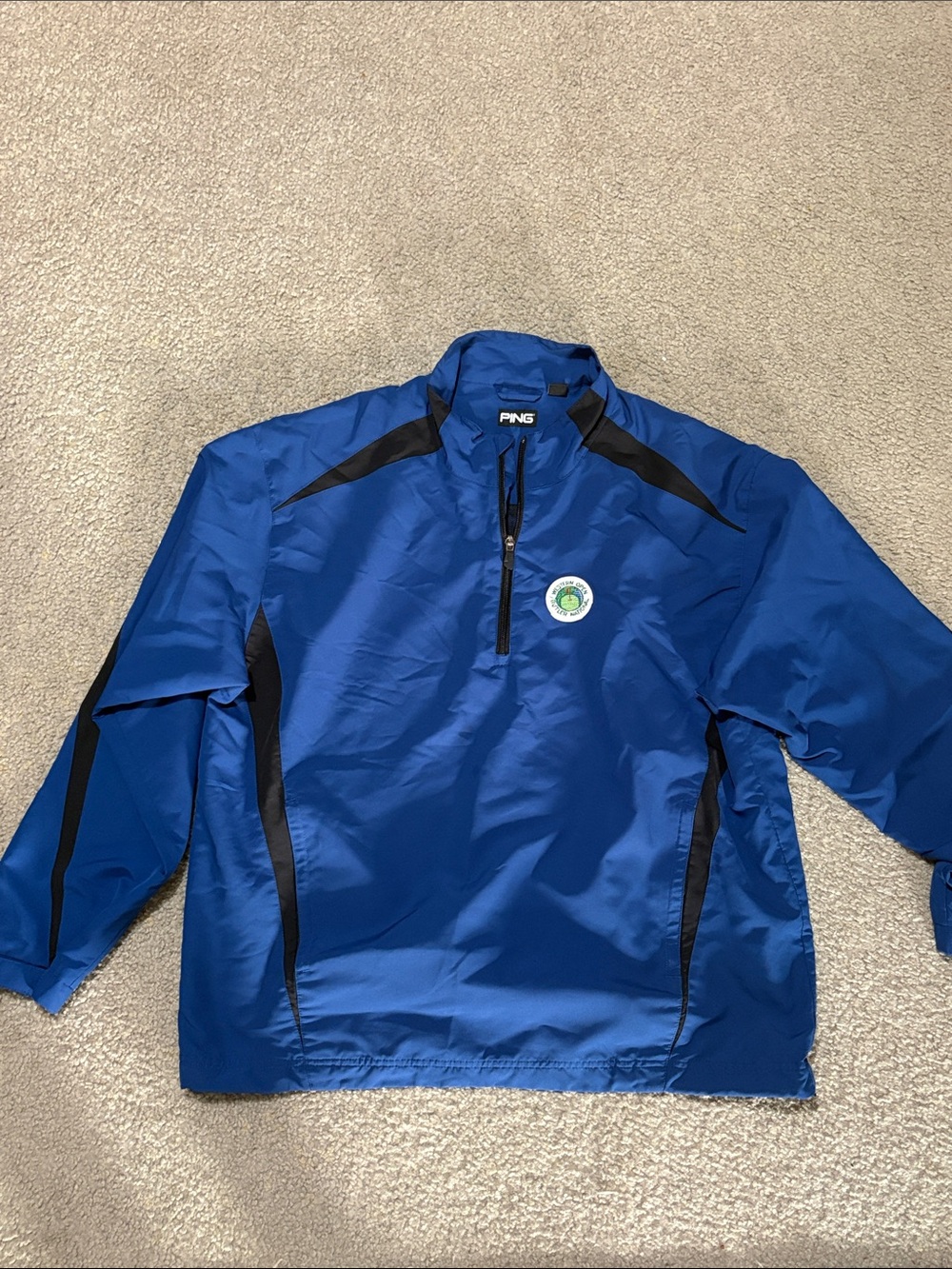 PING Blue and Black Quarter-Zip Windbreaker size L
